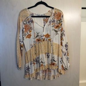 Boho long sleeve high low top